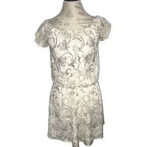 Alice + Olivia Janelle Off the Shoulder Silk and Lace Dress Size 2 $368 retail